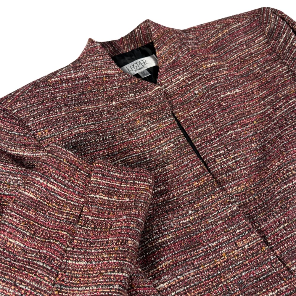 Kasper Tweed Blazer Jacket‎ 8P Pink Multi Button Front Blazer Career Office